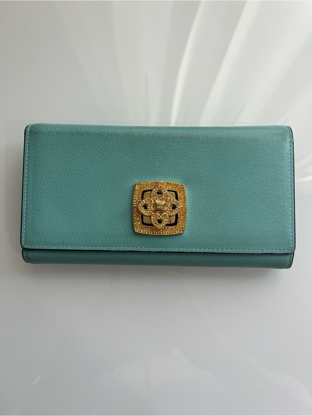 LOVCAT PARIS AQUA LEATHER LONG WALLET